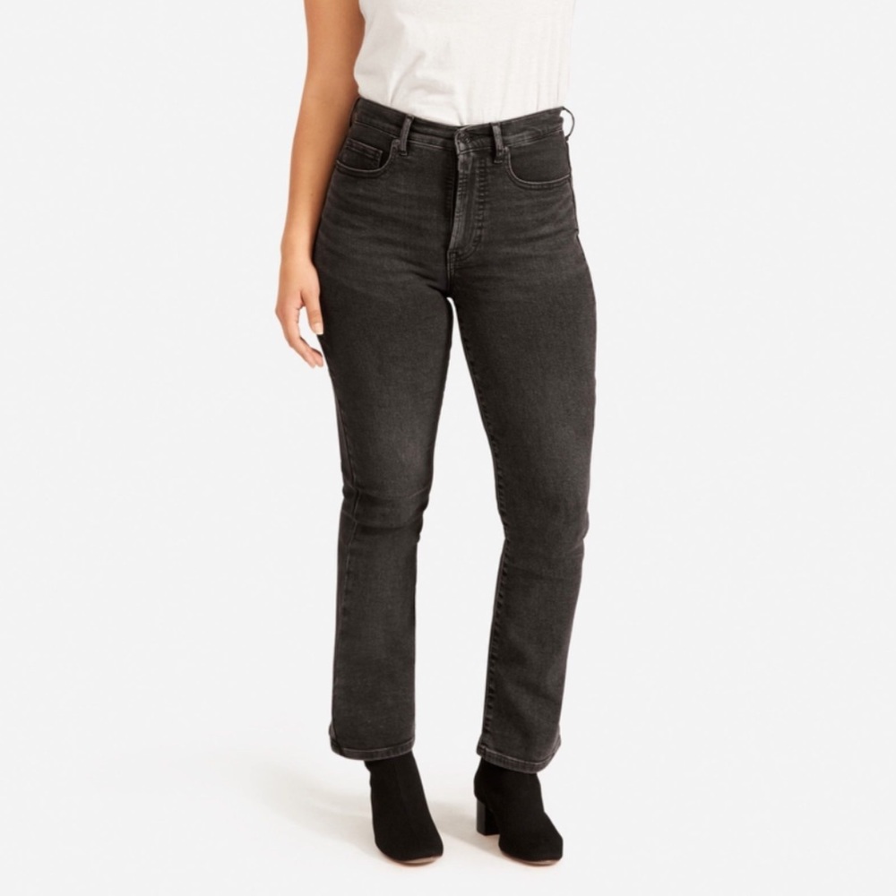 Everlane The Authentic Stretch Skinny Bootcut, Washed Black, Size 25